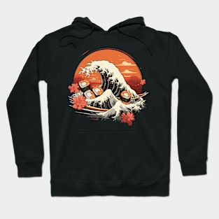 Sushi Wave Japanese Tsunami Sunset Hoodie